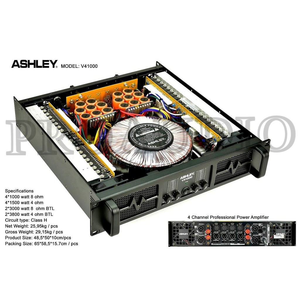 POWER AMPLIFIER ASHLEY V41000 V 41000 V-41000 4CH ORIGINAL GARANSI