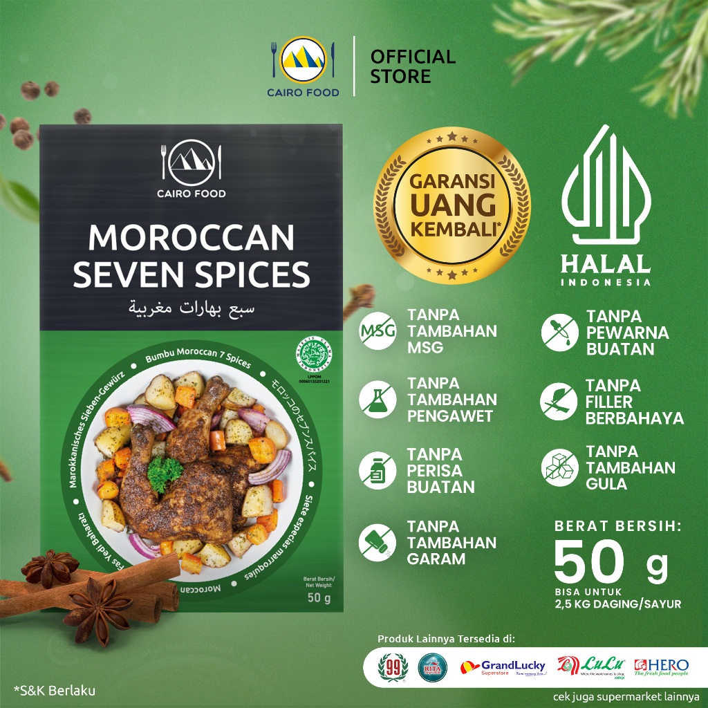 

Bumbu Moroccan Seven Spices Sehat – Tanpa MSG, 100% Rempah Murni | Cairo Food