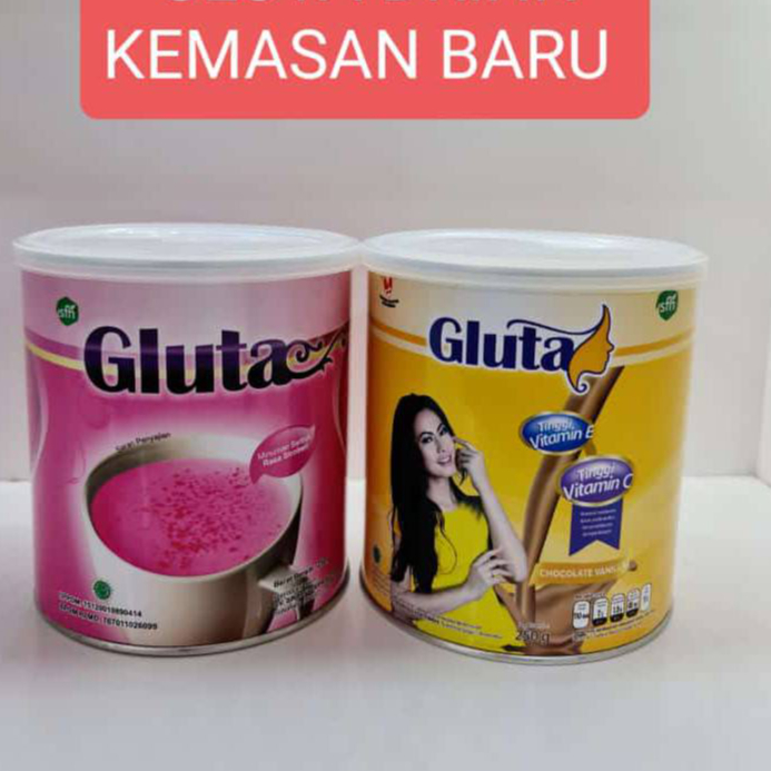 GLUTA DRINK Original Kaleng 250gr / Susu Gluta Strawberry & Coklat / Minuman Pemutih Badan / Gluta D