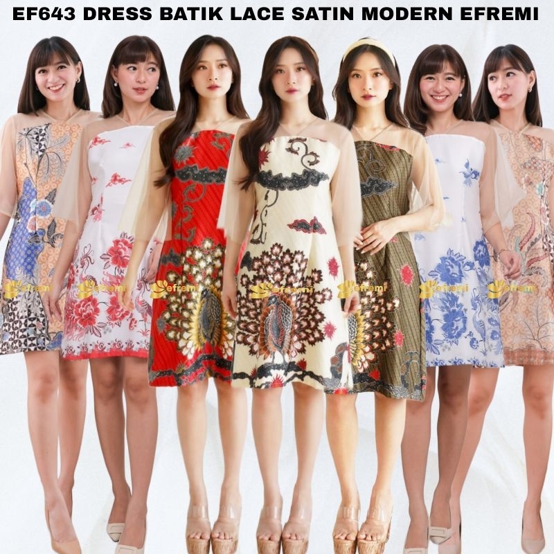 DRESS BATIK SATIN LACE MODERN TRENY PREMIUM#PARTY DRESS BATIK#MINI DRESS BATIK SERAGAM KANTOR#BATIK 