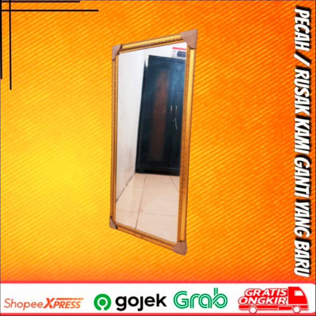 Kaca Cermin Gantung / Dinding Ukuran 50 x 100 Cm Full bingkai