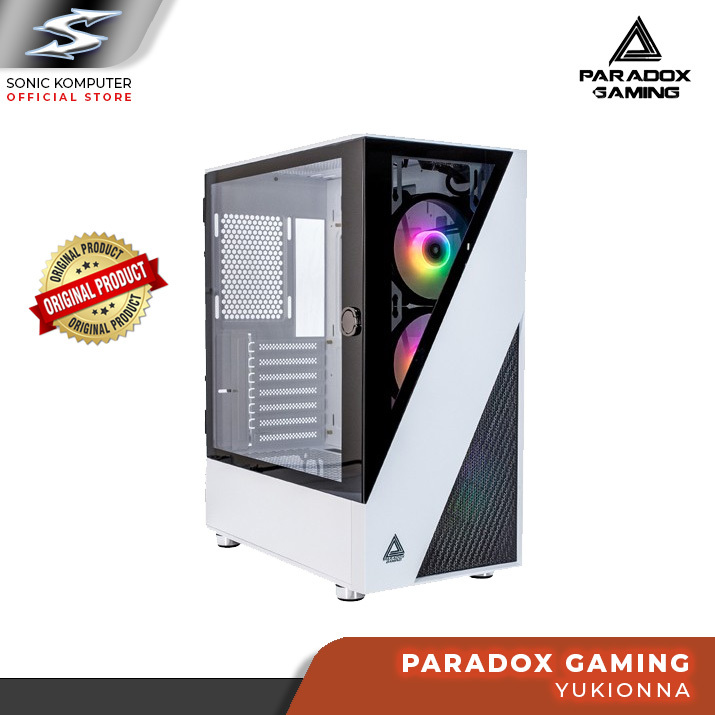 Paradox Gaming Case YUKIONA White Casing Komputer PC Tempered Glass