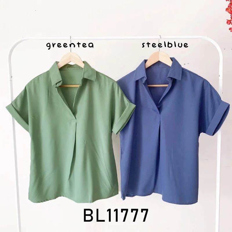 BAJU BLOUSE ATASAN LENGAN PENDEK WANITA / BLOUSE ORTEGA LENGAN PENDEK SHAKILA TWILL