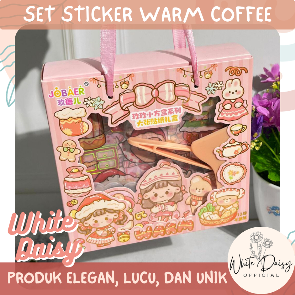 

Set sticker warm coffee premium hadiah bingkisan cantik + pinset dll