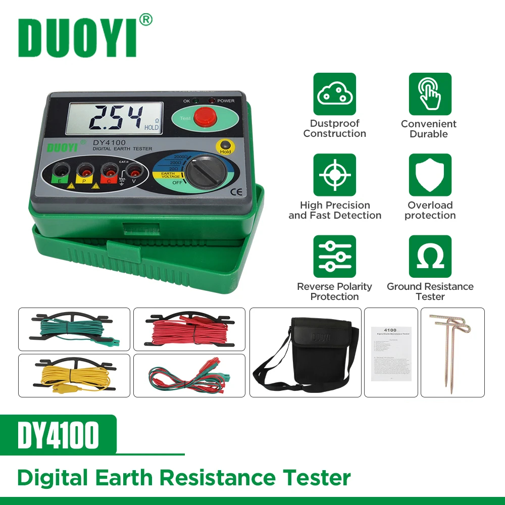 Ground Resistance Tester Digital Meggers Earth Resistance Meter DUOYI DY4100 DY4100 Petir Perlindung