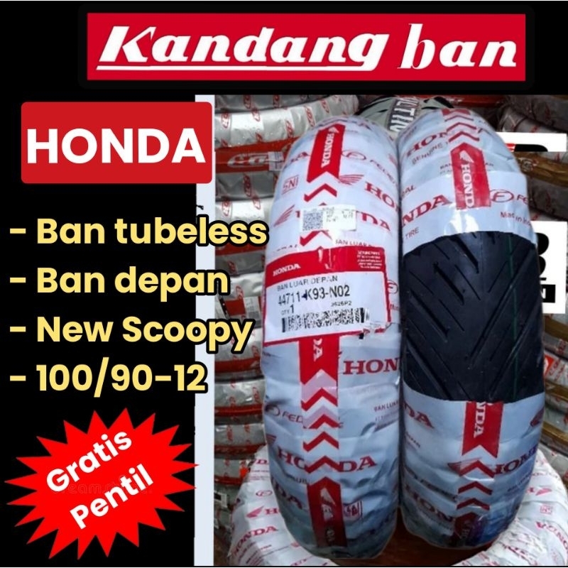 BAN TUBLES DONAT NEW SCOOPY ASLI HONDA DEPAN 100/90-12 ,BAN BARU 100% ORIGINAL GRATIS PENTIL