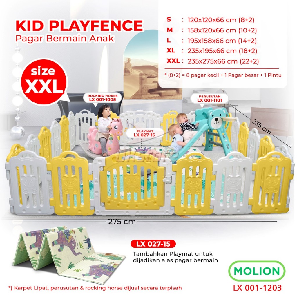 MOLION Pagar Bayi Pagar Anak Pagar Mainan Anak Baby Fance Prosotan Kuda Kudaan Playpen Bahan Plastik