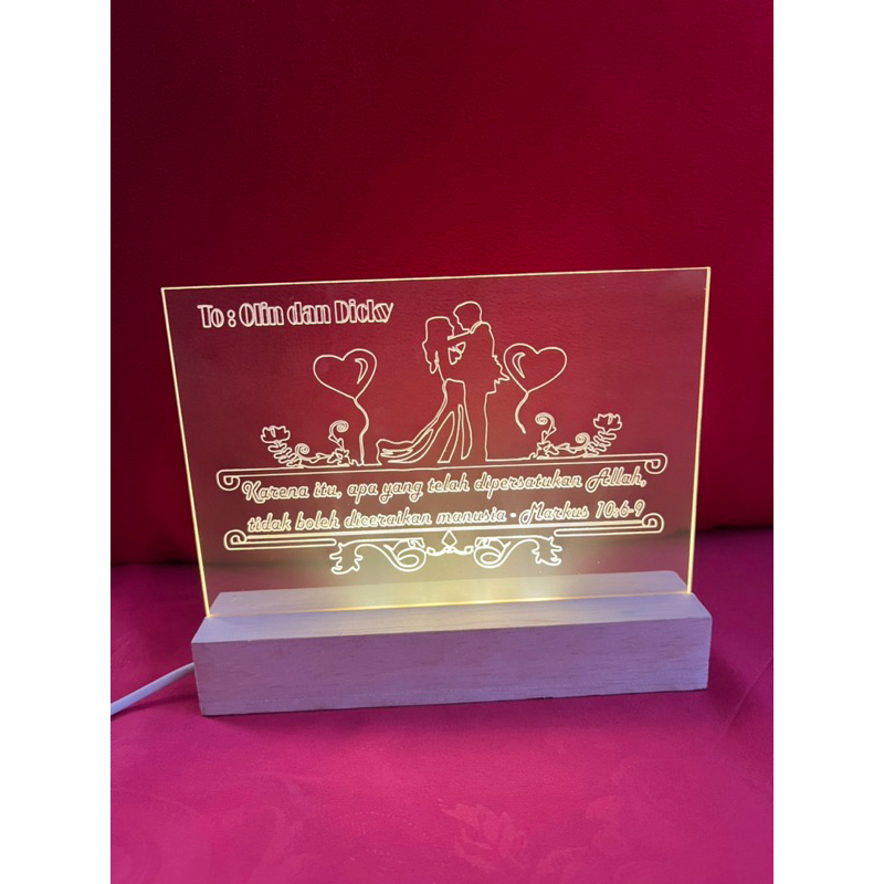 Akrilik Custom Lampu Tidur Hadiah Ucapan dll