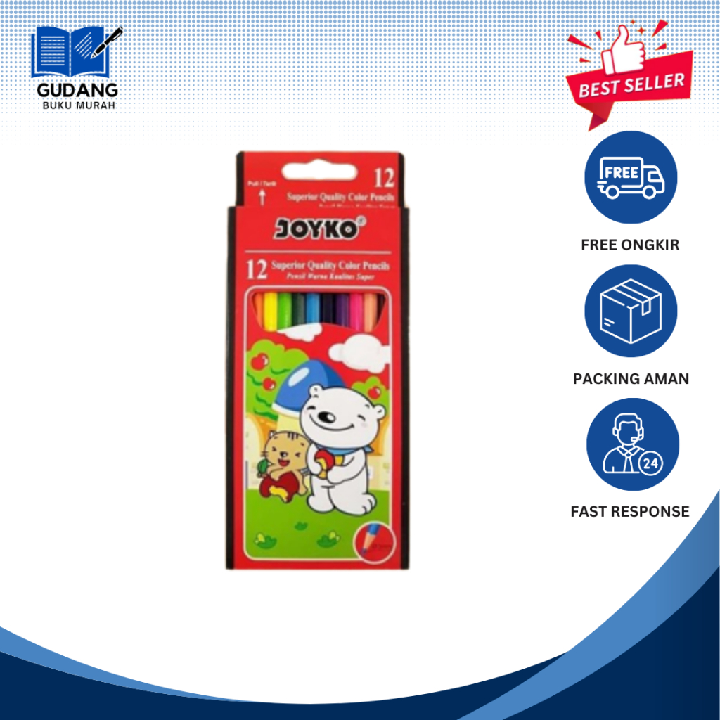 

Pensil Warna Panjang Color Pencil 12 Warna JOYKO / GUDANG BUKU MURAH