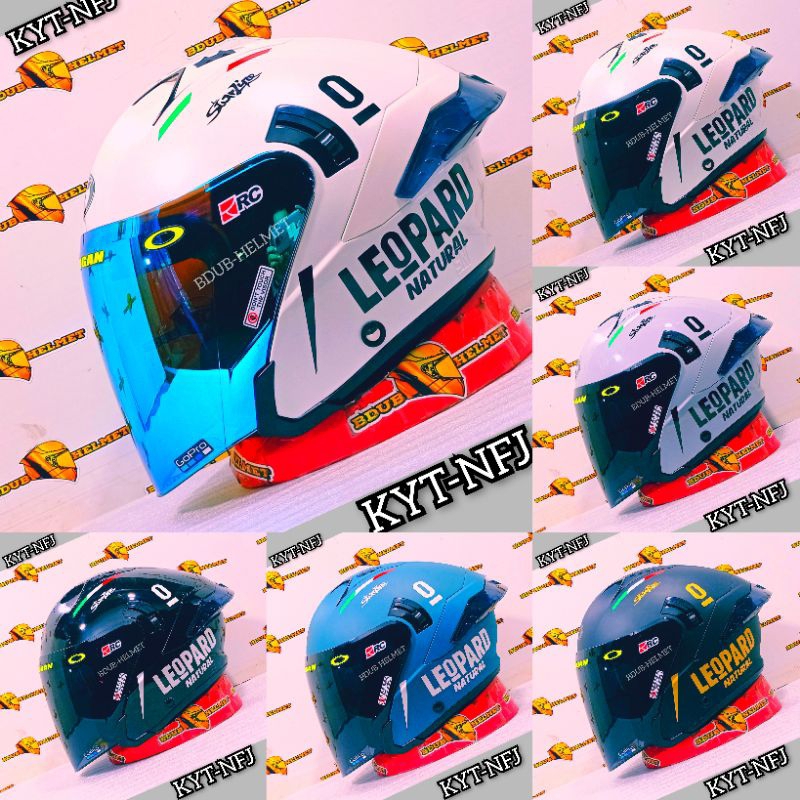 Helm KYT Nfj White leopard (paket ganteng)