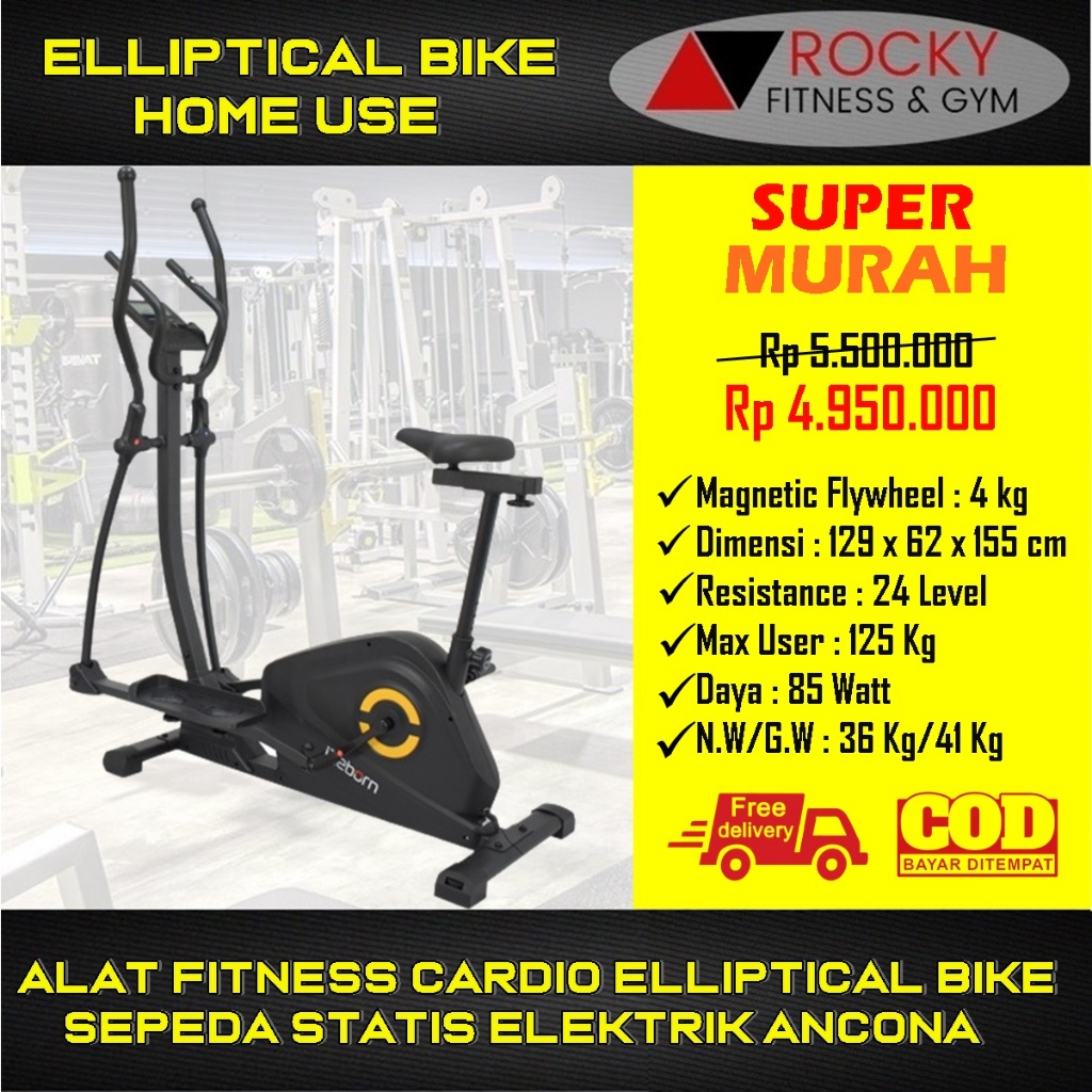 Alat Fitness Sepeda Statis Elektrik Elliptical Bike Ancona / Sepeda Statis Murah