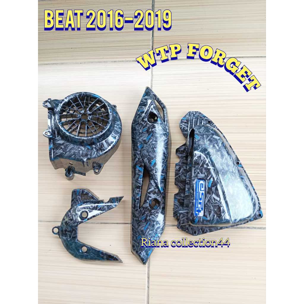 PAKETAN 4PCS BEAT CARBON TYPE ESP FI ,TUTUP CVT, TUTUP FILTER,TAMENG KENALPOT DAN TUTUP KIPAS BEAT 2