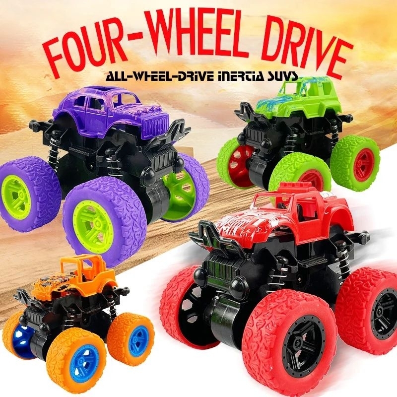mainan mobil monster zip zap jeep off road 4 drive inertial bigfoot mini car 360