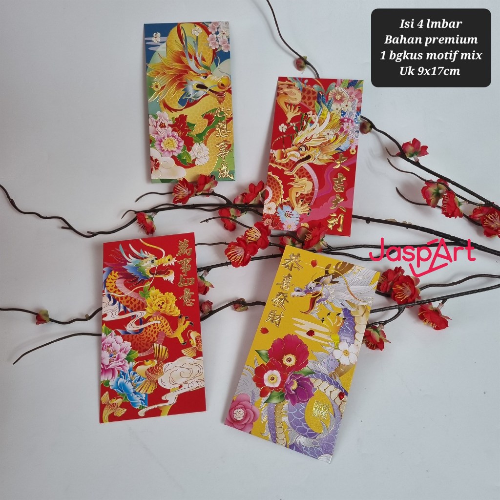 

ANGPAO IMLEK SHIO NAGA 2024 ANGPAO PREMIUM TEBAL ISI 4 FUNGPAO HONGBAO TEBAL