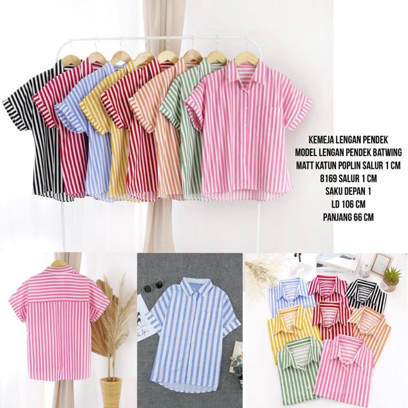 atasan wanita / blus wanita / kemeja wanita lengan pendek KATUN LD 106 motif Salur