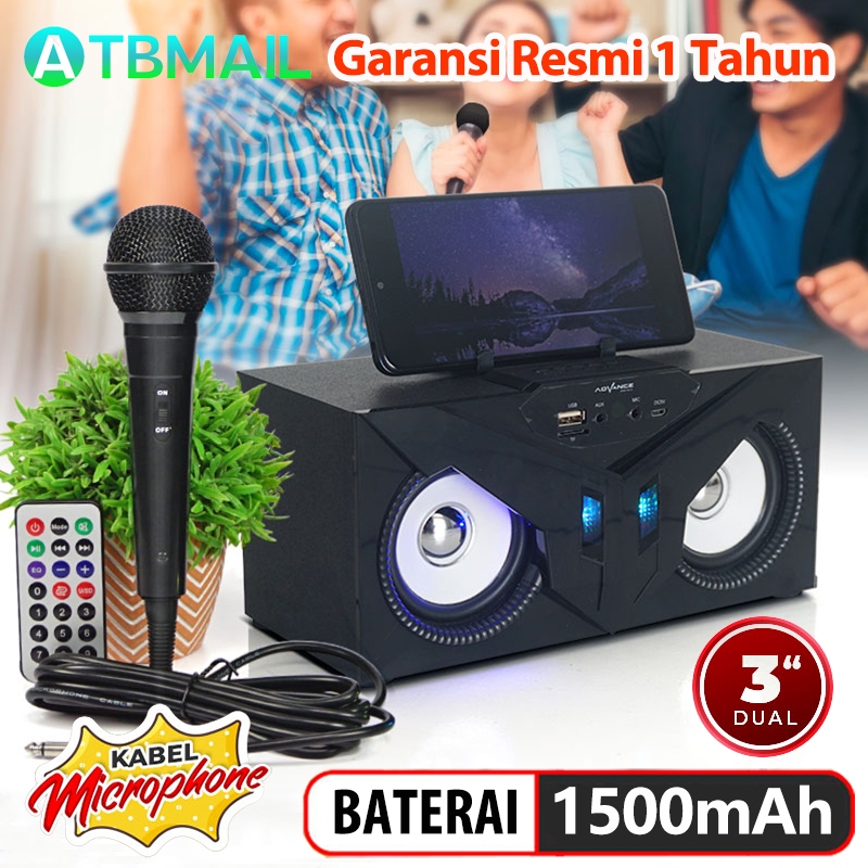 Speaker Bluetooth Karaoke Polytron Besar 1500mah Plus 1 Mic Portable Advance Aktif Music Box