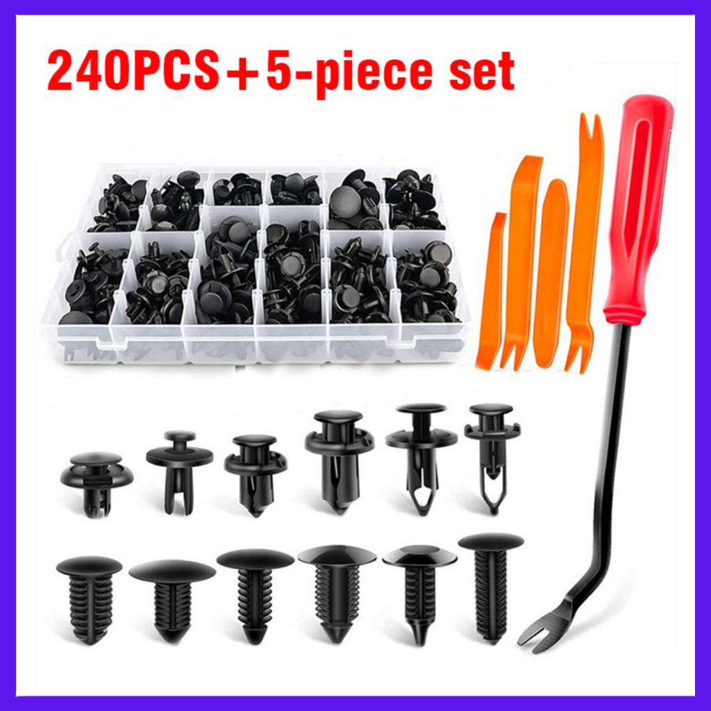 Baut Rivet Mobil Joint Clip 240 PCS with 5 PCS Pengungkit 240 Buah Gesper Kotak Inti Bumper Bodi Mob