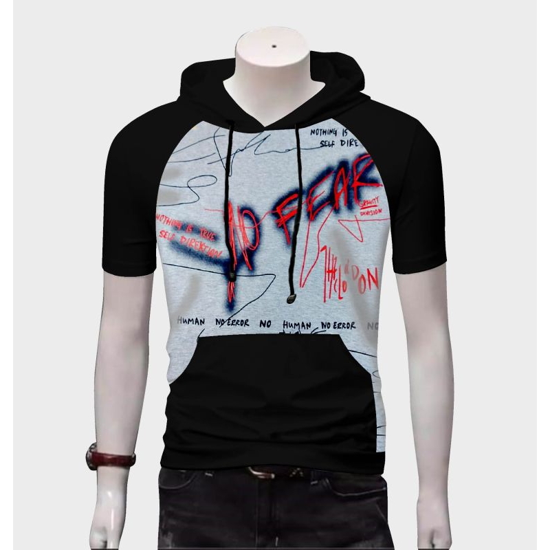 sweater hoodie pria no fear reglan pendek