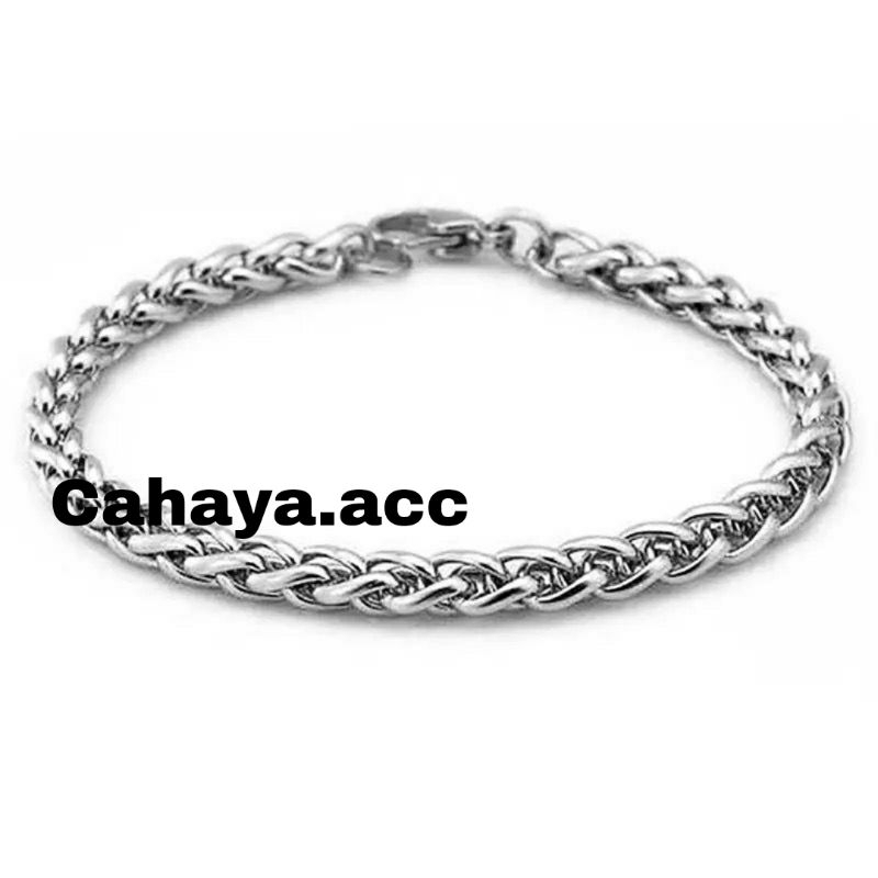Gelang Rantai Keren Silver Titanium Stainless Gelang Tangan Pria Macho Gelang Preman Premium Simple