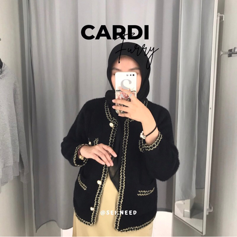 (ifz)CARDI BULU LEMBUT PREMIUM FURY  CARDIGAN OUTER BLAZER HITAM B3594 BEARYJEANS Outwear Women Summ