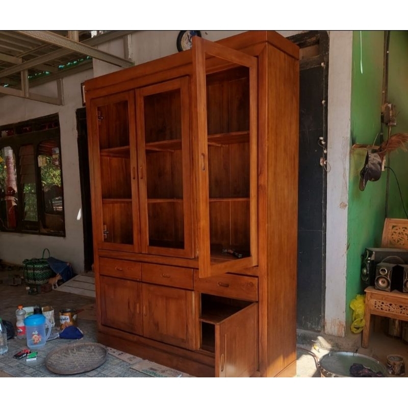 rak buku/ lemari hias kaca