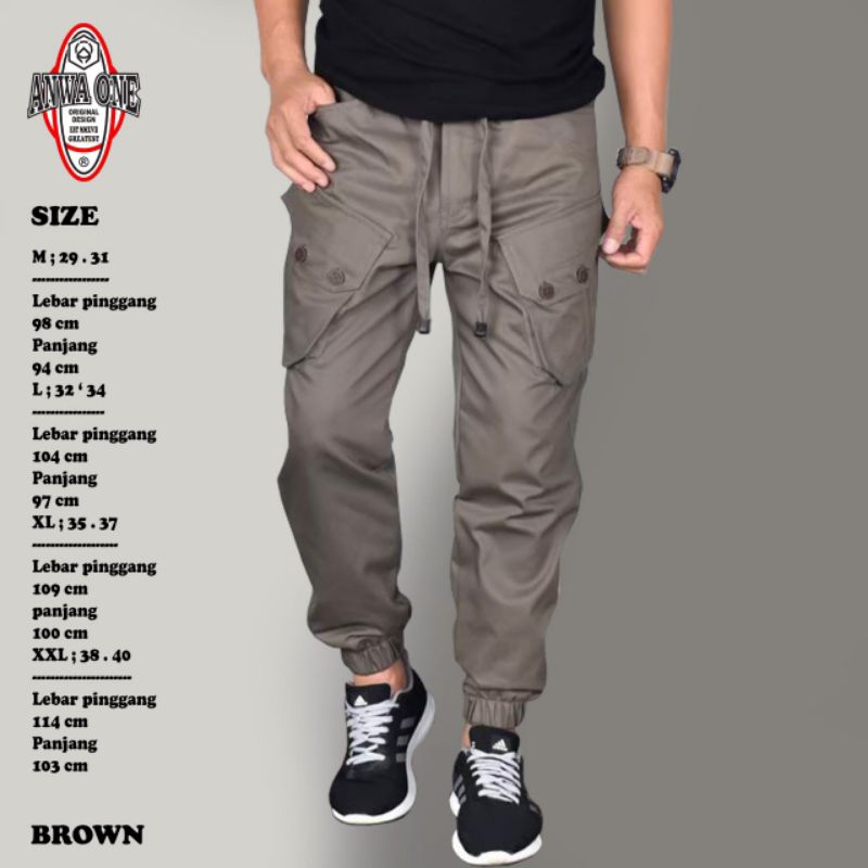 Celana Jogger Cargo Pria Original Anwa One