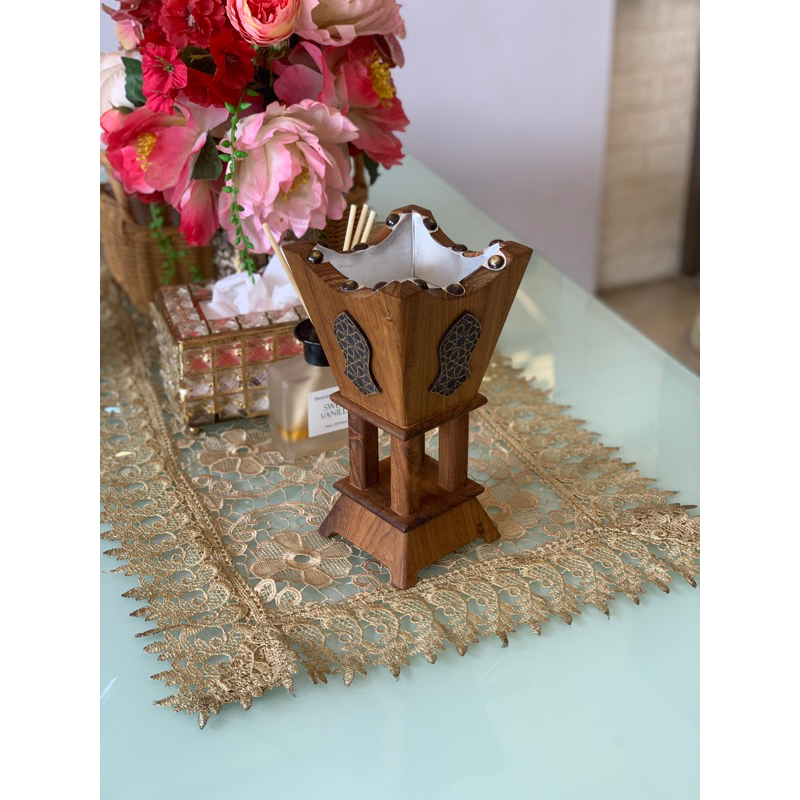 Mabkharah Kayu Jati Piala Sedang