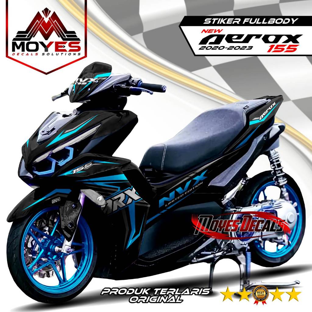 Decal Aerox New Connected stiker Fullbody lis Warna - Black