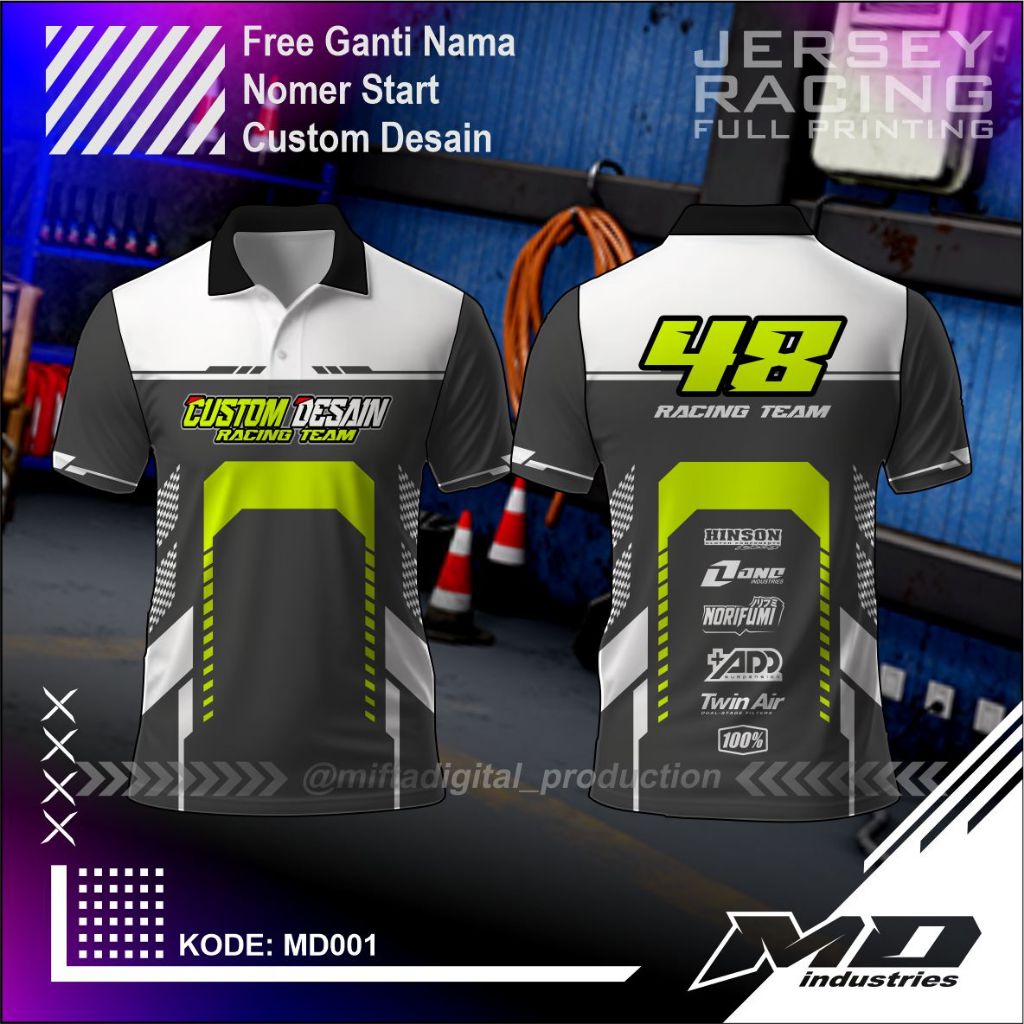 Jersey Racing Simple Keren ( Custom Nama - Nomer ) - Baju Balap Printing