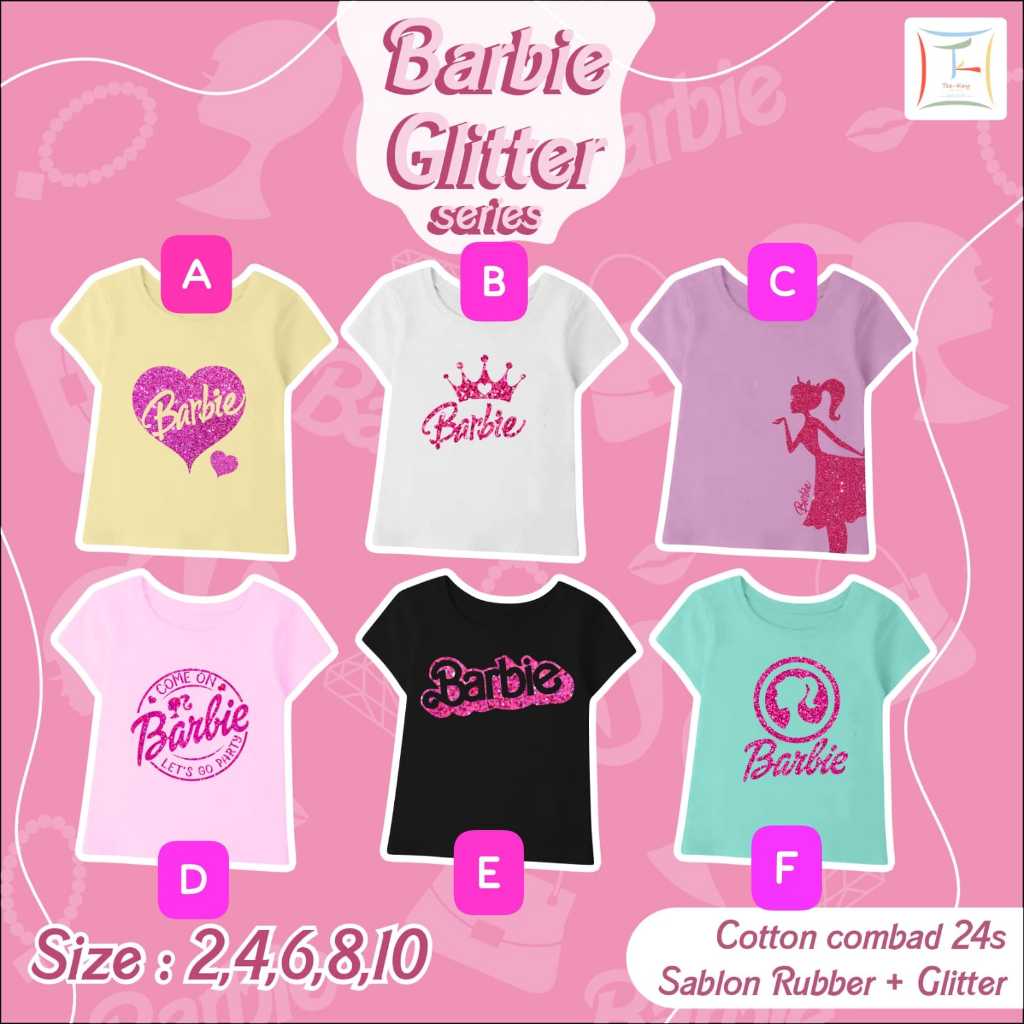 baju barbie gliter series/baju barbie/baju kaos barbie