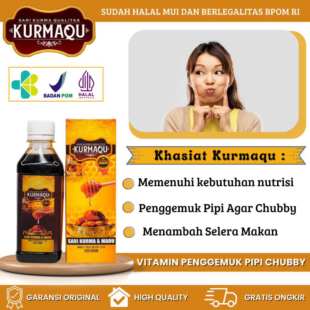 Madu Agar Pipi Tembem, Vitamin Penggemuk Pipi, Obat Pipi Chubby,Penggemuk Lahap Makan Dengan Kurmaqu