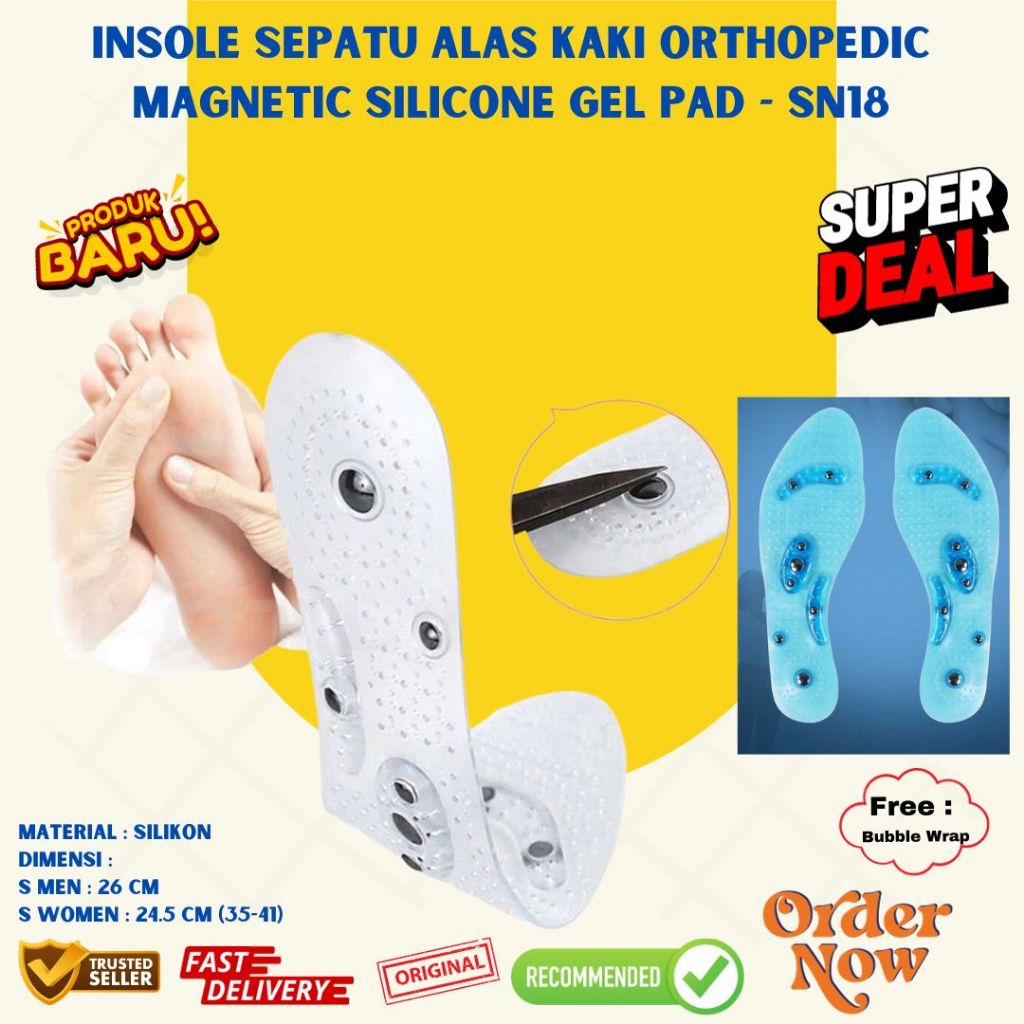 Alas Kaki Kesehatan Insole Sepatu Orthopedic Magnetic Silicone Gel Pad