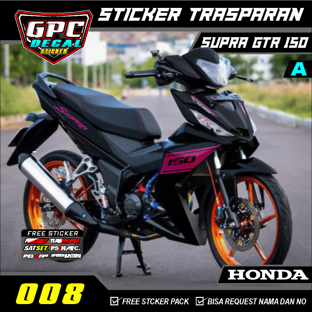 STRIPING TRANSPARAN UV SUPRA GTR 150 DESAIN SIMPEL VARIASI LIST MOTOR GPC DECAL 008