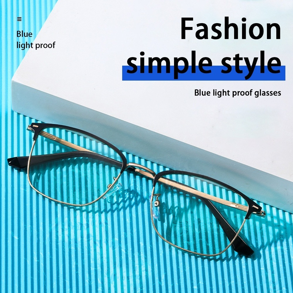 Kacamata Anti Radiasi Blueray Photocromic Minus Pria Cowok Wanita Keran Bisnis Gaya Besi Antiradiasi