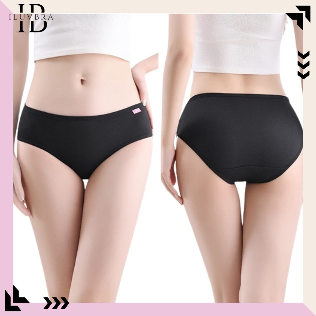 •ILUVBRA•CD1074 Celana dalam Wanita hitam polos wanita big size pinggiran polos  bahan halus