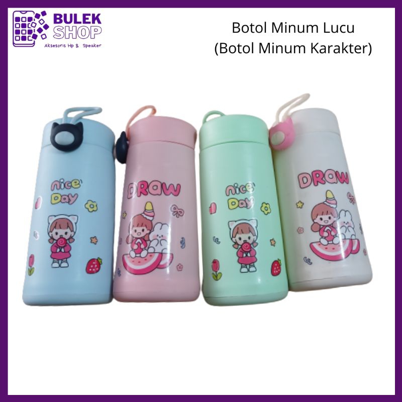 Botol minum lucu/botol minum kaca/botol minum kekinian/Botol minum karakter