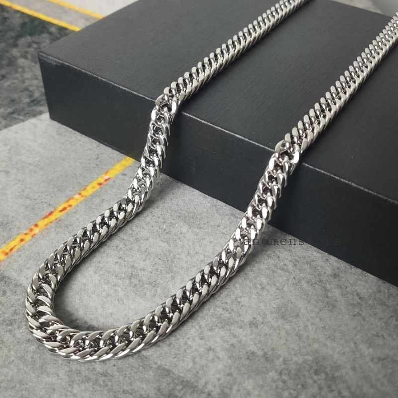 Kalung Rantai Titanium Sisik Naga Ukuran Besar 10 mm Pria dan Wanita
