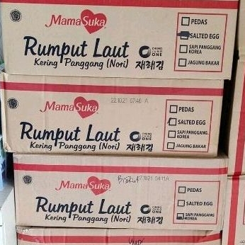 

Mamasuka Rumput Laut 1 dus isi 40 bks ( 80pc) khusus cargo original
