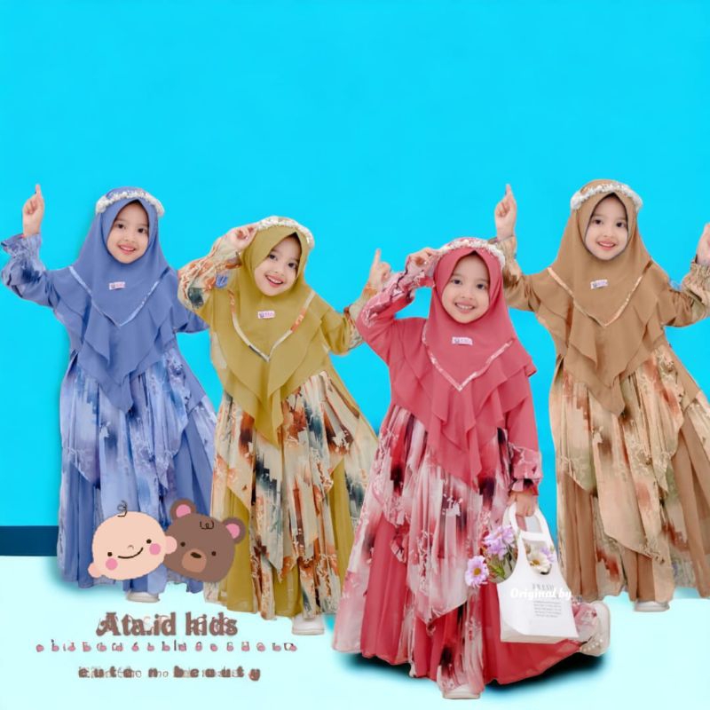 [ ata.id kids ] Ellsa kids dan Ellsa vol. 2 gamis muslim ceruty anak perempuan free jilbab premium b