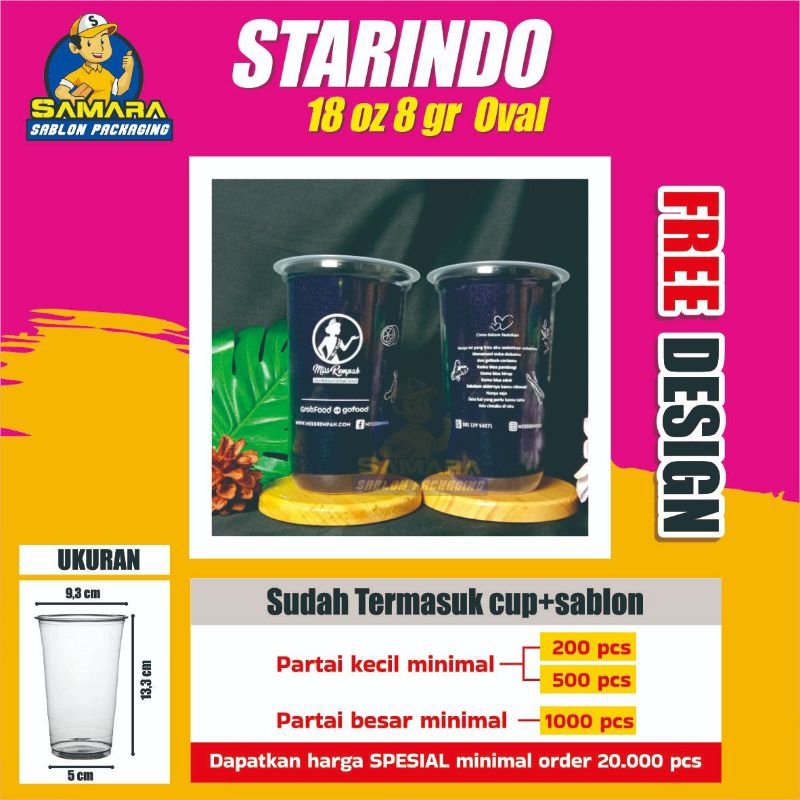 Cup Sablon Oval 18Oz STARINDO Minimal 200pcs