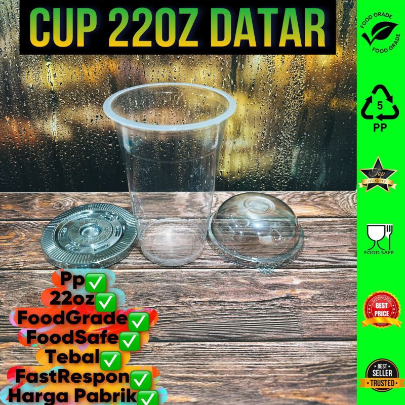 ISI 50PCS CUP DATAR 22oz  UNIVERSAL CUP DATAR GELAS PLASTIK 22oz GELAS PLASTIK MINUMAN CUP PP 22oz D