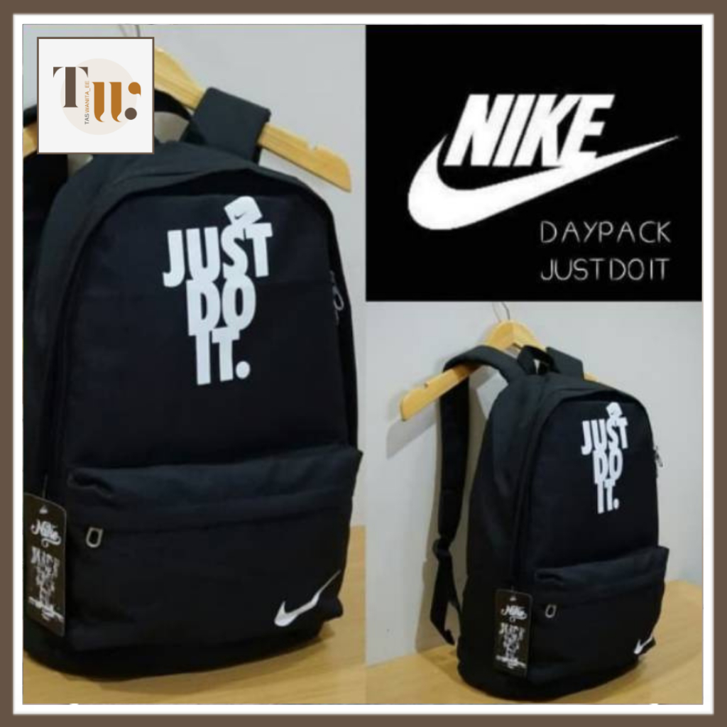 Ransel Pria Just Do It Keren Tas Sekolah Anak SMP SMA Kuliah Nike Sporty Tas Hitam Polos TasWanitaEE