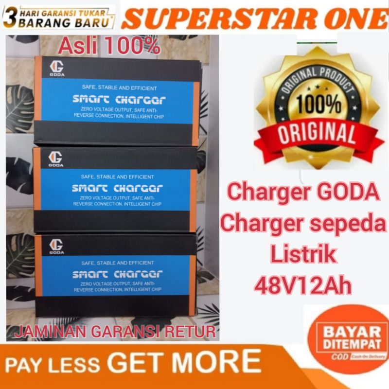 CHARGER AKI BATERAI SEPEDA LISTRIK GODA 48V12AH ORIGINAL