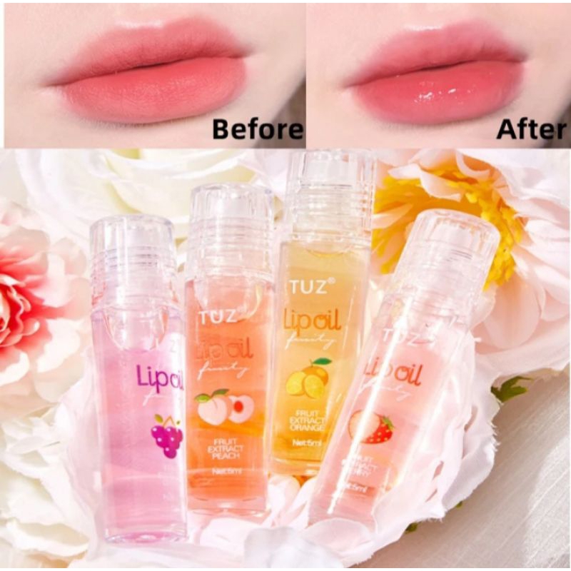 Lip Oil Lipgloss Waterproof Long Lasting TUZ Fruity Lip Hydrating Nourishing Serum Bibir TZ-056
