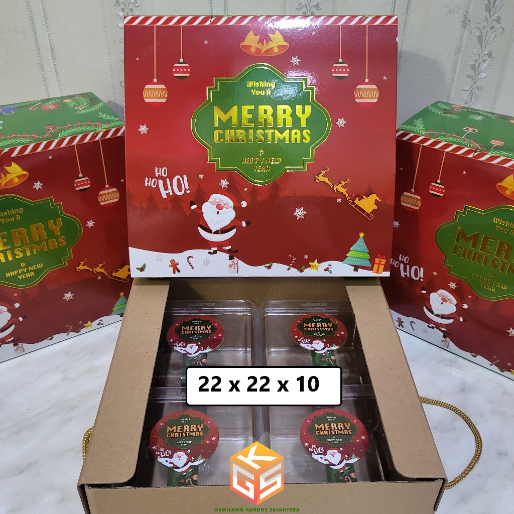 

8pcs Box Natal | Box Kue Kering | Box Pudding | Box Bolu Chiffon | Box Hampers Natal Christmas | ukuran 22x22x10