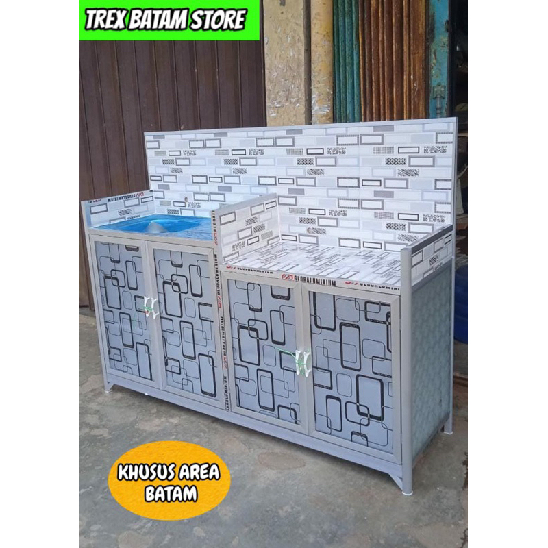 LEMARI RAK PIRING KOMPOR DAN WASTAFEL 4 PINTU [ BATAM ]