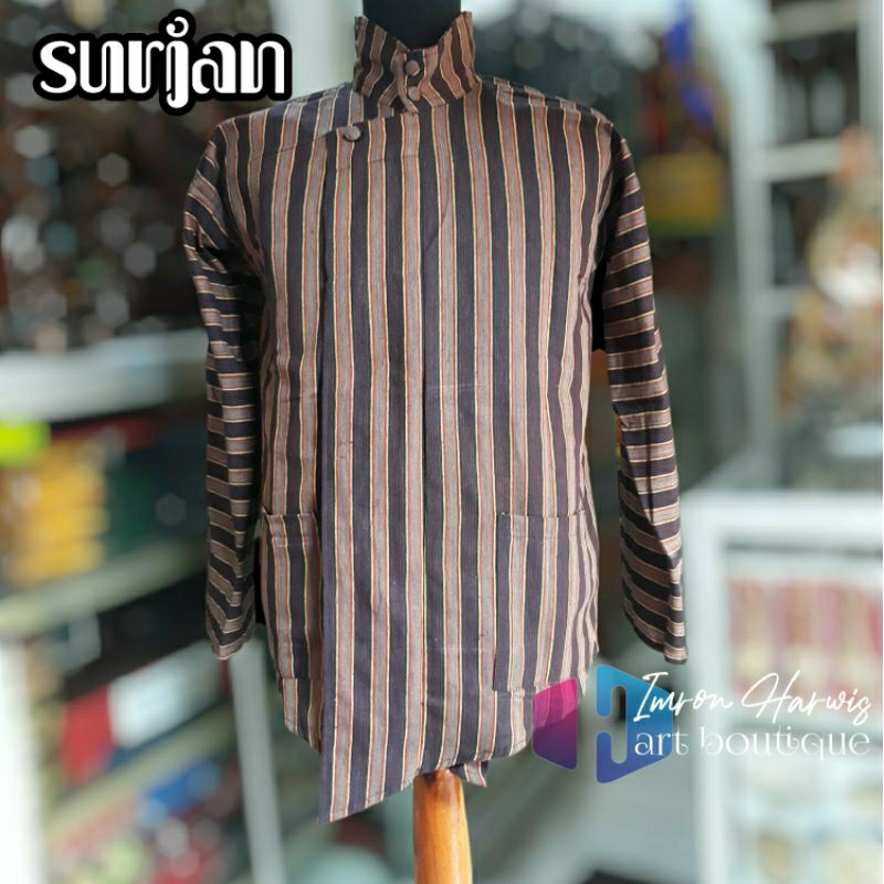 Baju surjan lurik pakaian adat jawa pria bahan tenun