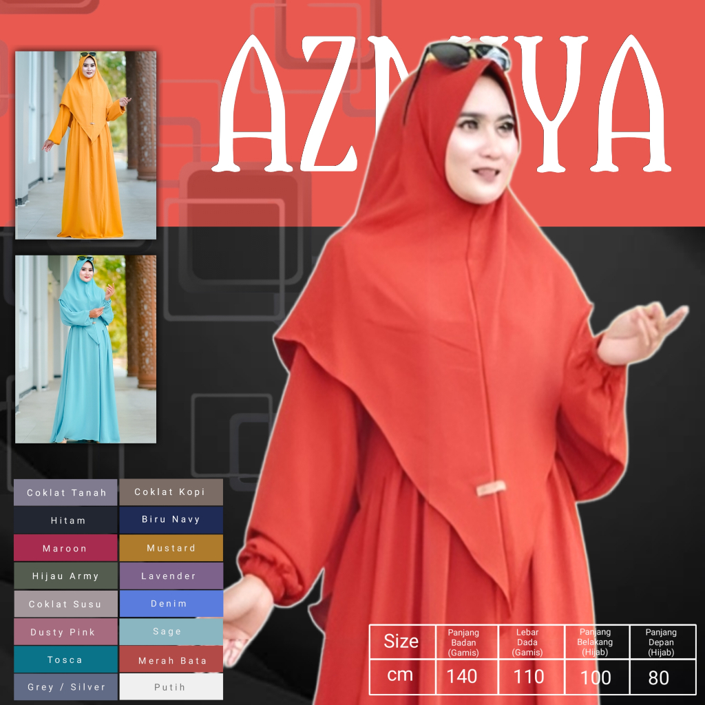 AZMIYA - Baju Gamis Wanita Terbaru 2023 Dress Remaja Kekinian Model Muslim Syari Dres Dewasa Set Hij