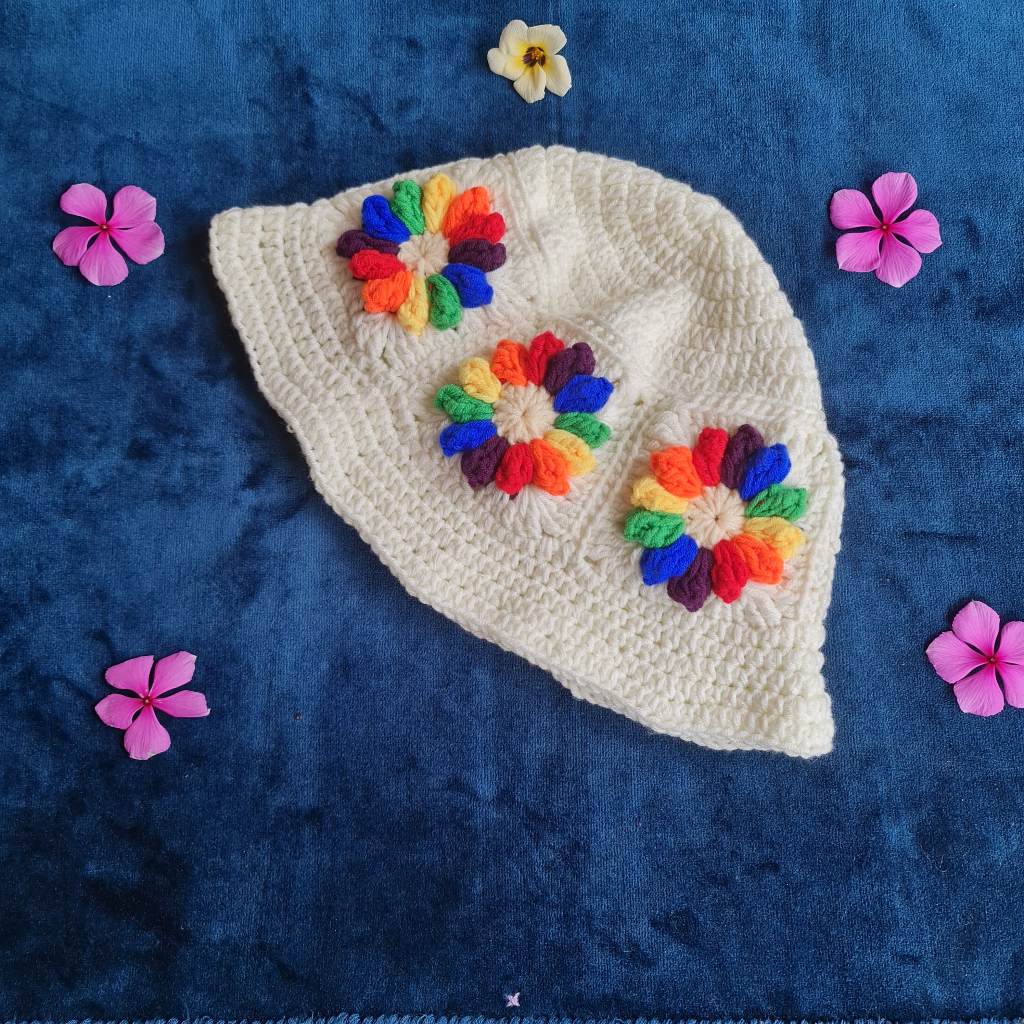 Daisy Bucket Hat | Topi Rajut | Bucket Hat Rajut | Handmade| Crochet