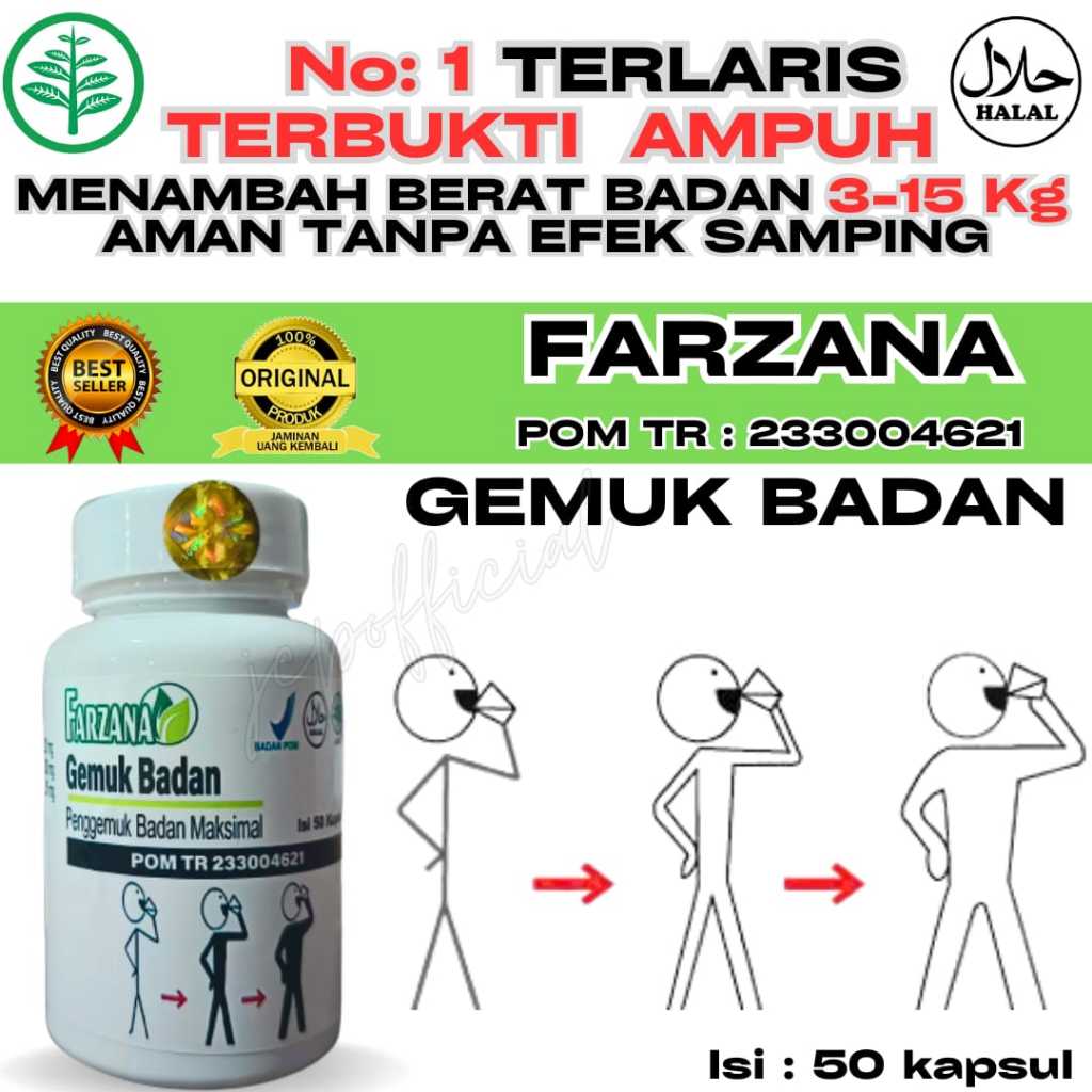 Kapsul Obat Farzana Gemuk Penggemuk Badan Ampuh Permanen 100% Asli Original BPOM